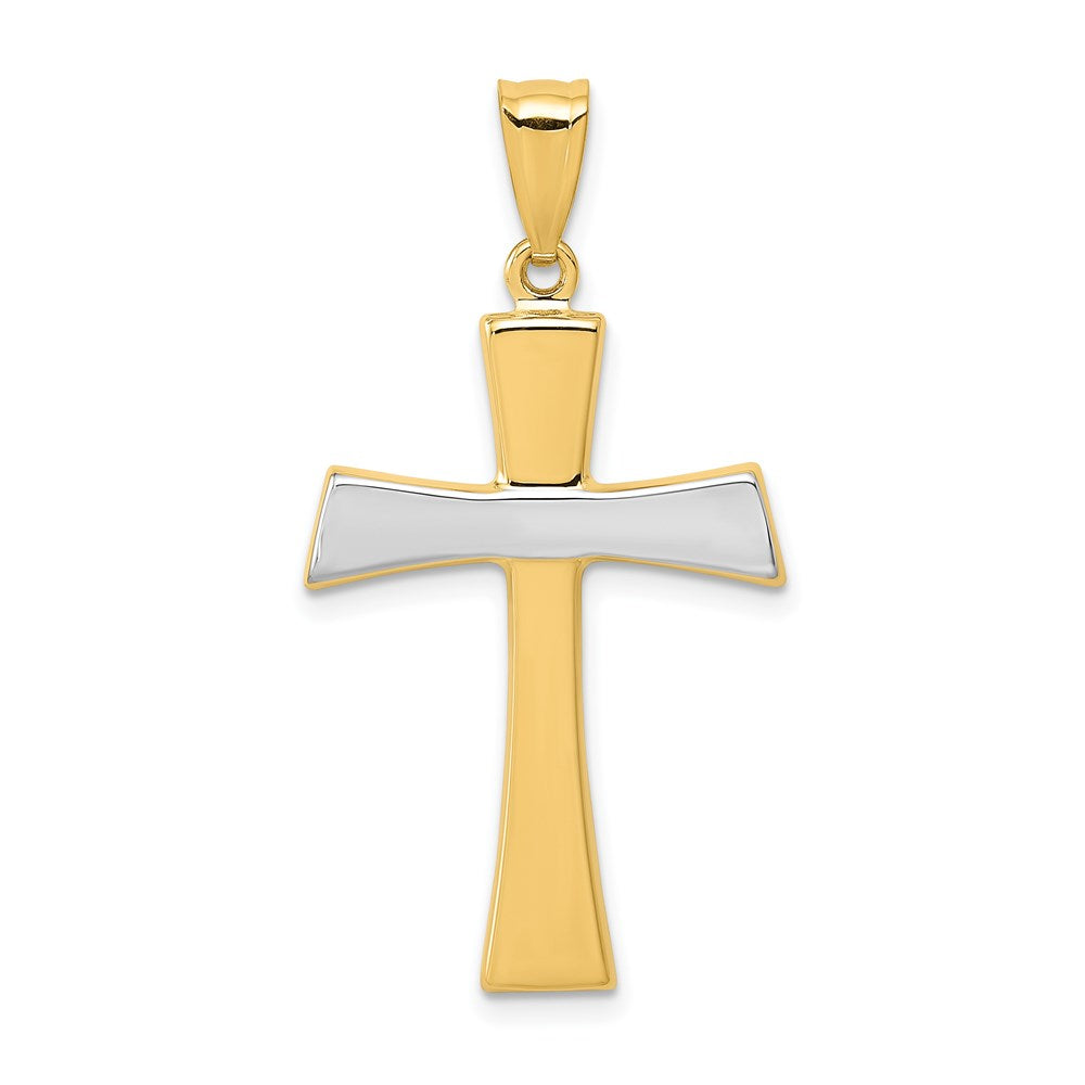 14k Yellow & Rhodium 19 mm Polished Cross Pendant (1.19 grams)