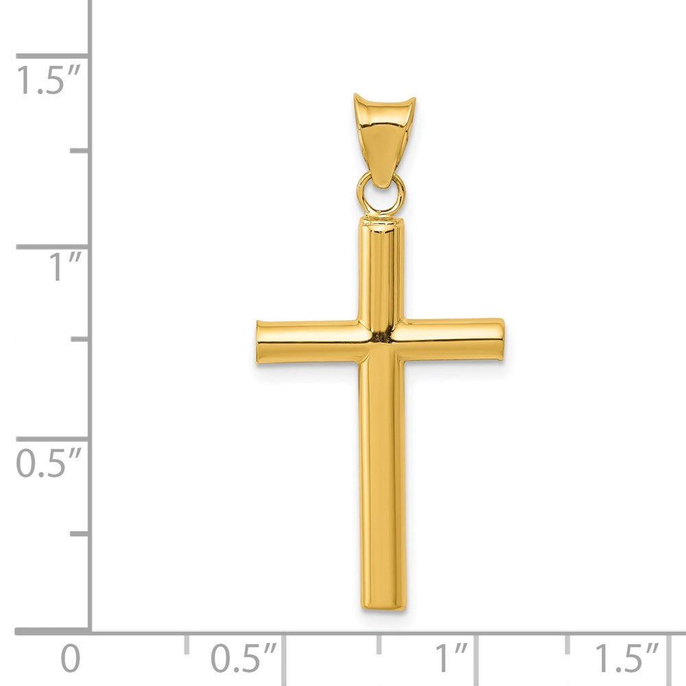 14k Yellow Gold 17 mm Polished Hollow Cross Pendant (1.17 grams)