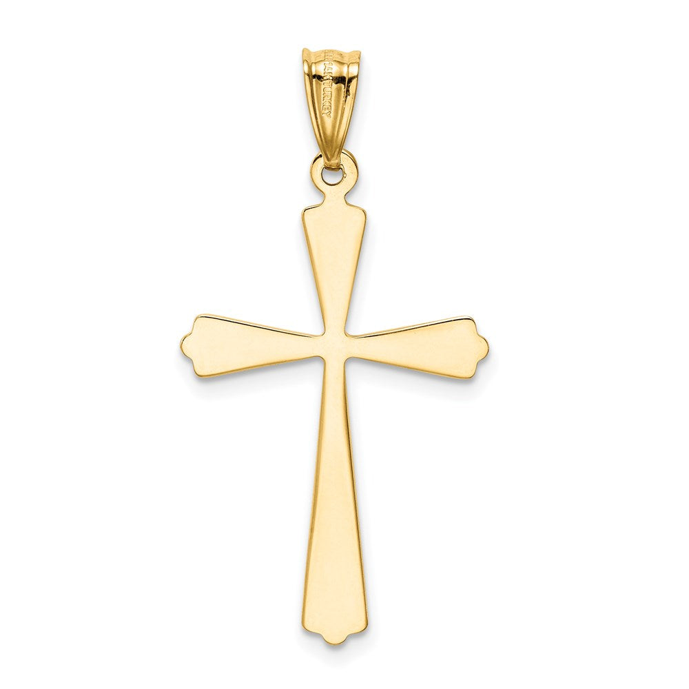 14k Yellow & Rhodium 19 mm Diamond Cut Cross Pendant (1.02 grams)