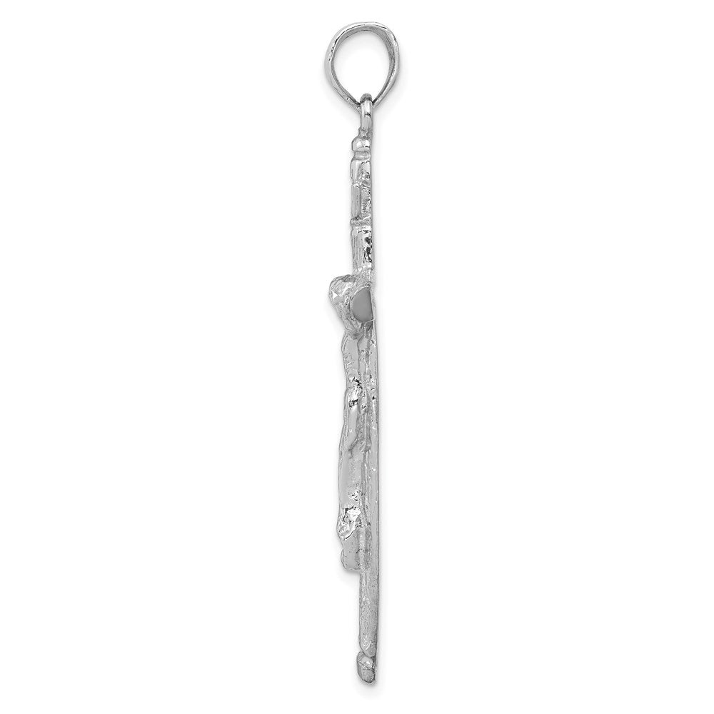 14k White Gold 26 mm INRI Crucifix Pendant (3.96 grams)