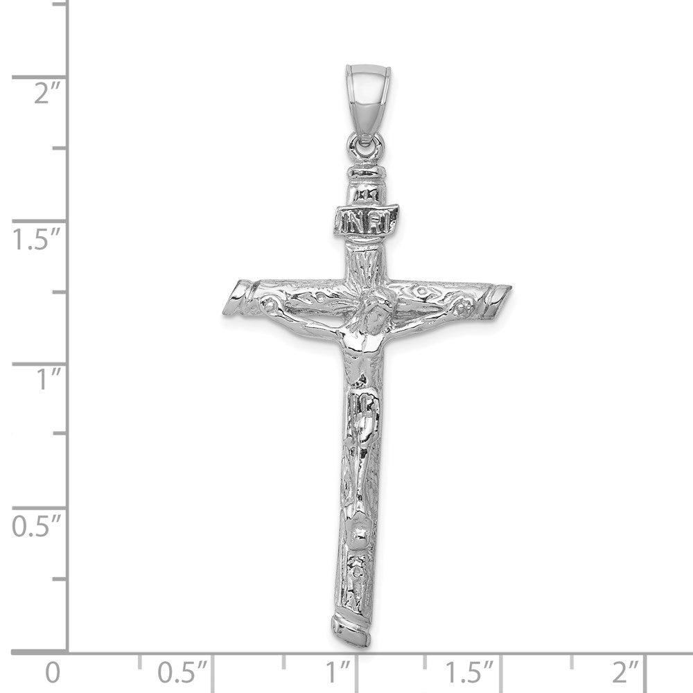 14k White Gold 26 mm INRI Crucifix Pendant (3.96 grams)