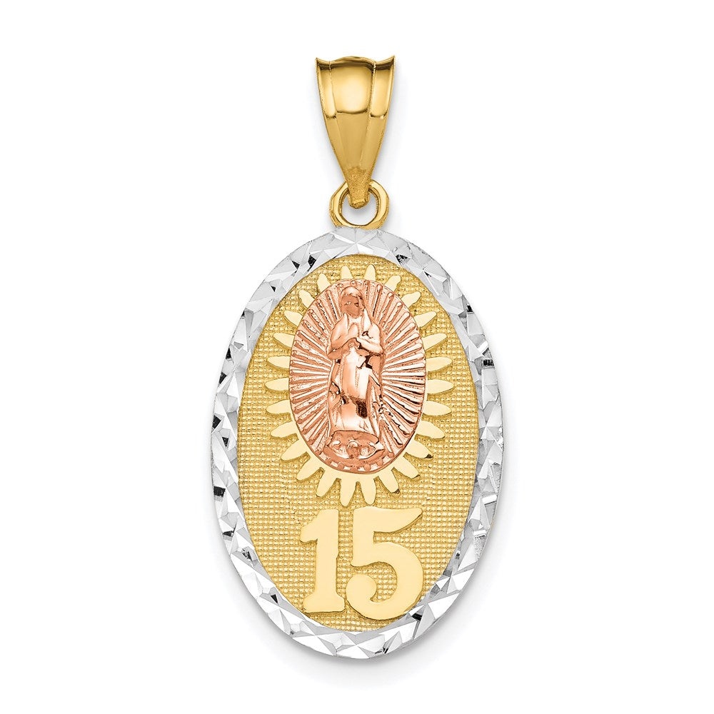 14k Two-tone 13.5 mm Lady Guadalupe 15 Pendant (1.86 grams)