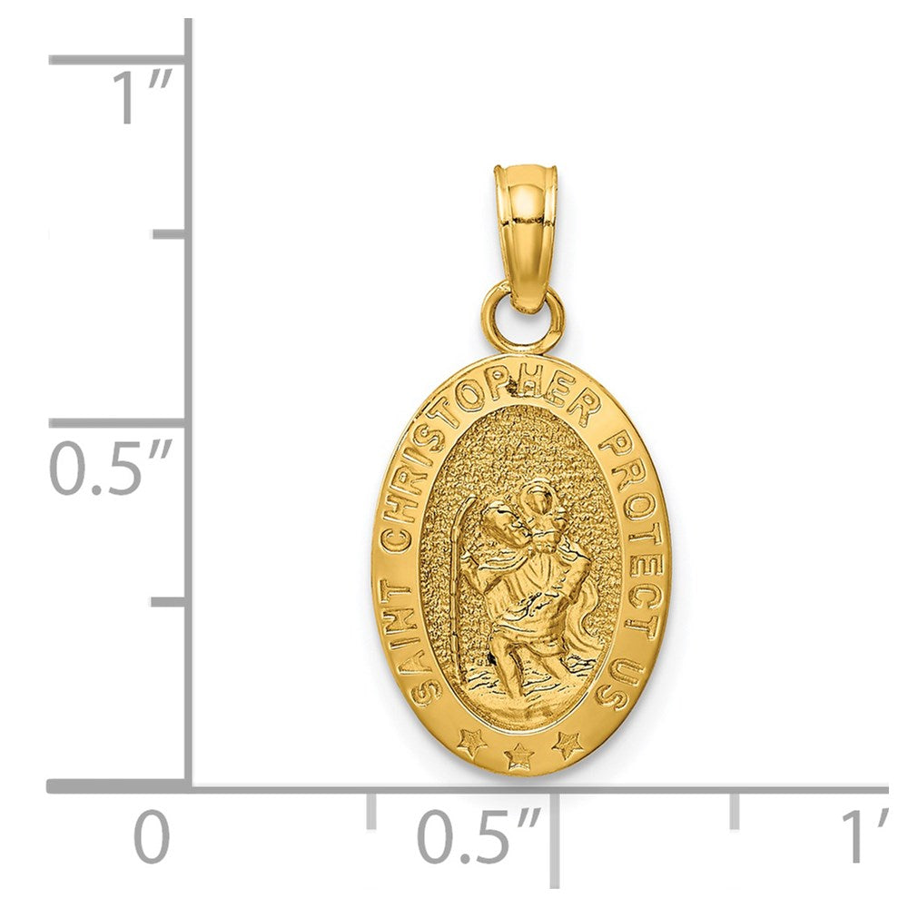 14k Yellow Gold 11 mm Saint Christopher Medal Pendant (1.15 grams)