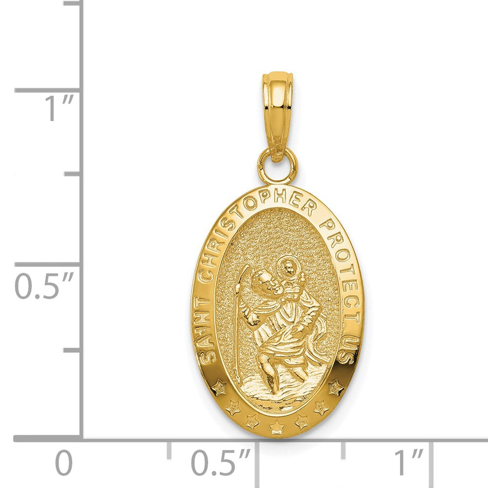 14k Yellow Gold 12.75 mm Saint Christopher Medal Pendant (1.64 grams)