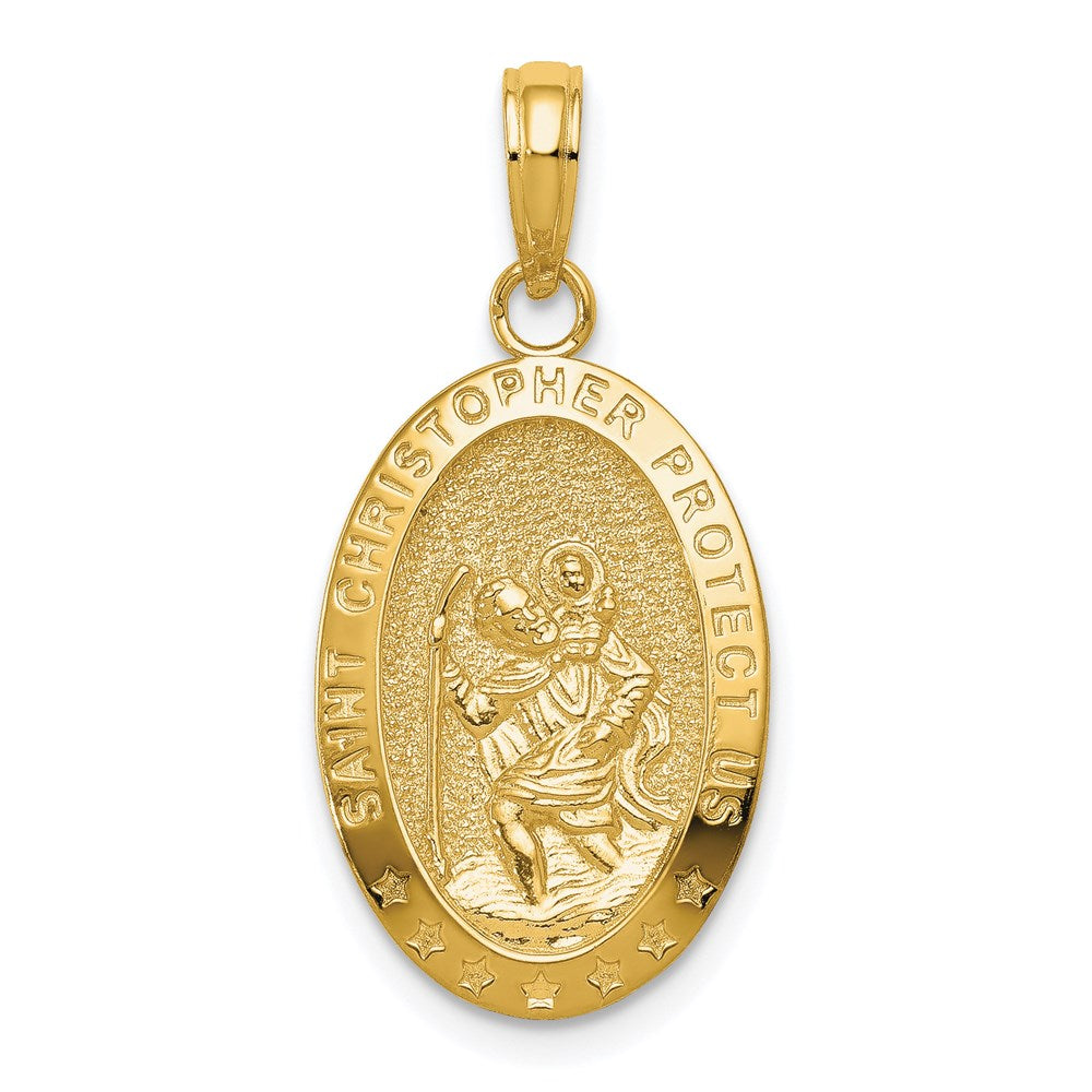 14k Yellow Gold 12.75 mm Saint Christopher Medal Pendant (1.64 grams)