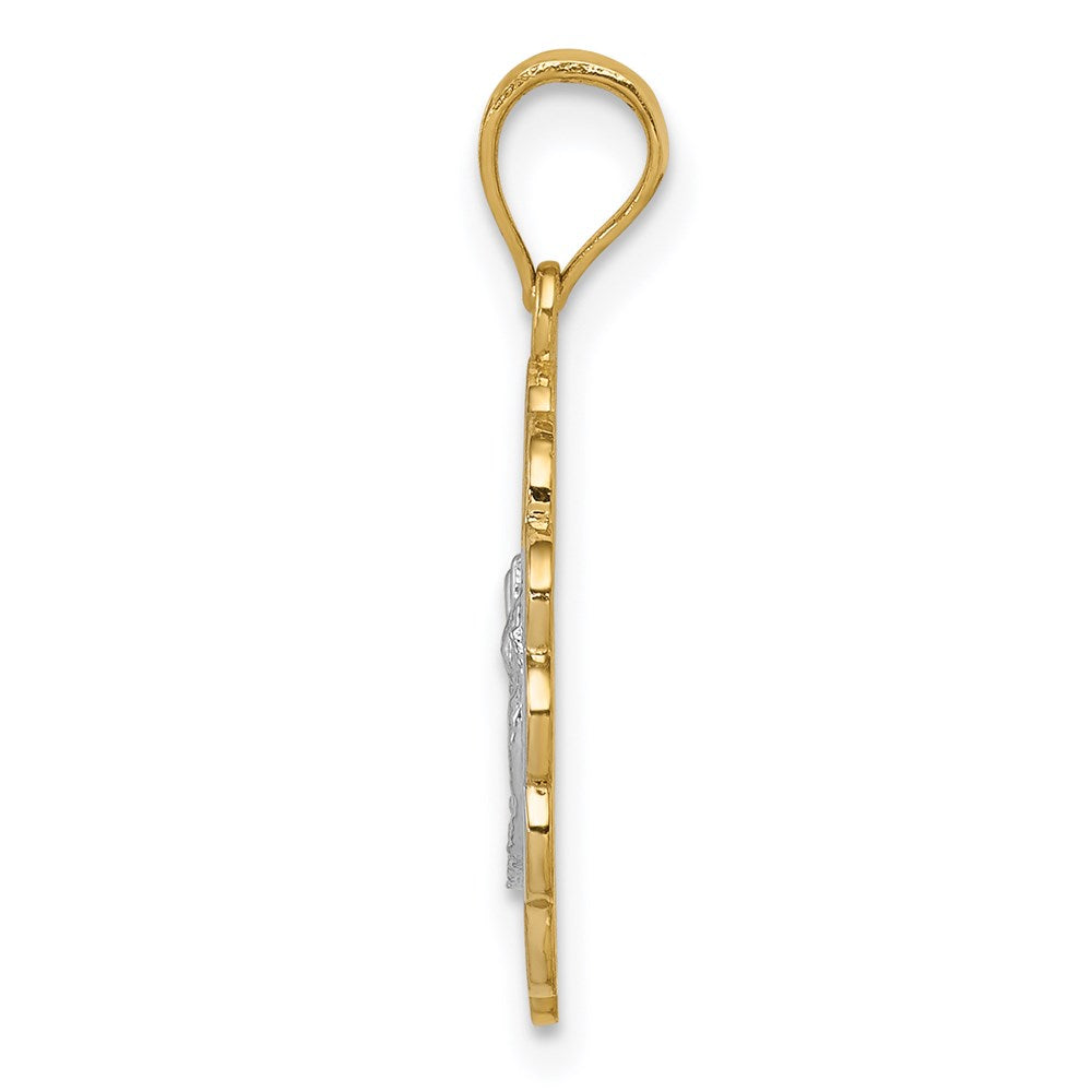14k Two-tone 13 mm Baptism Pendant (1.21 grams)