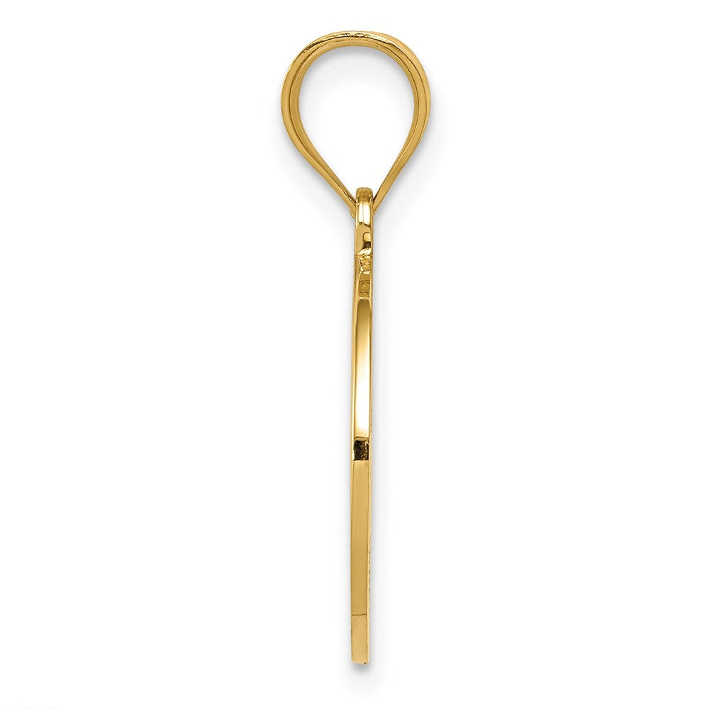 14k Yellow Gold 15 mm Reversible Cross and GOD BLESS Charm (1.29 grams)