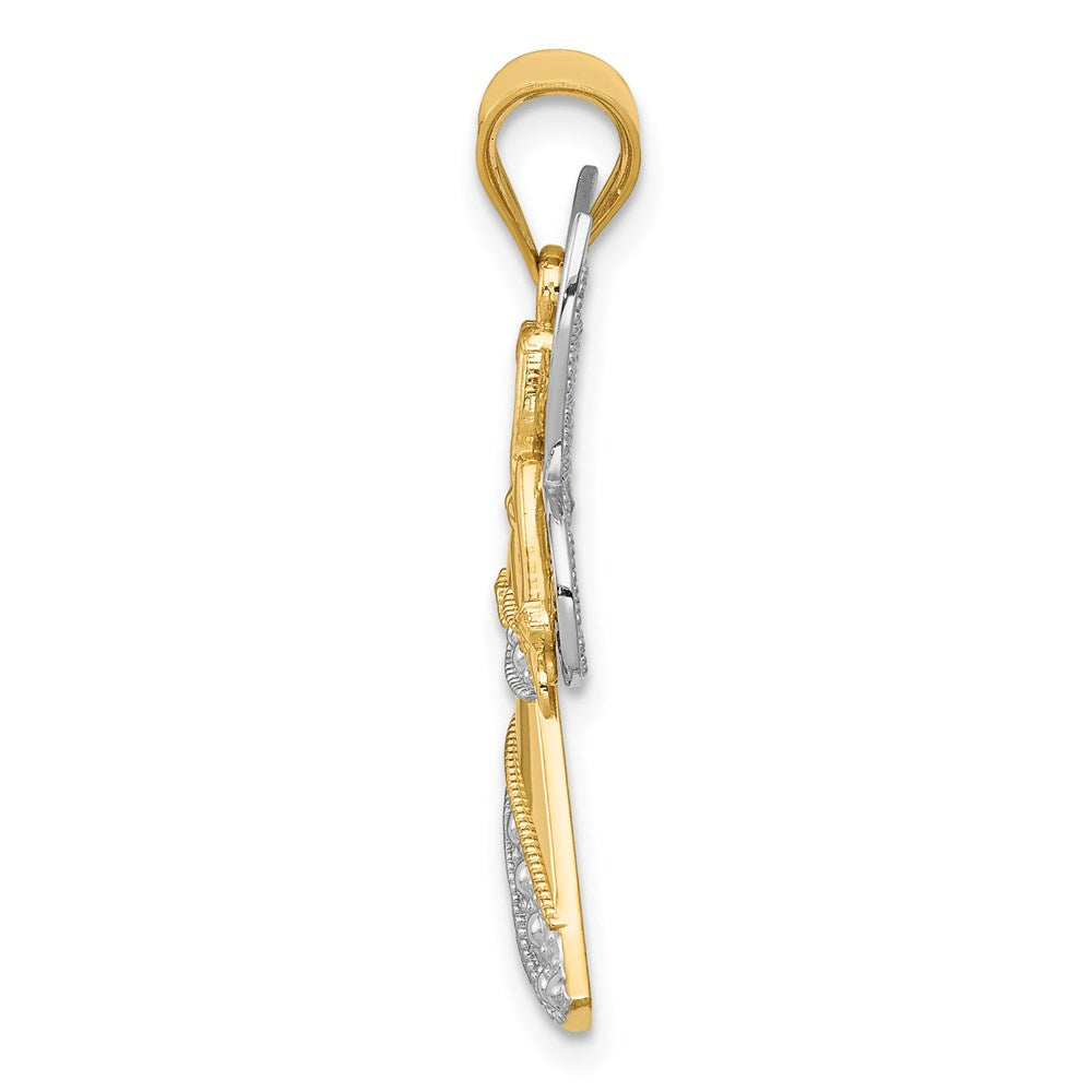 14k Two-tone 16 mm Angel Pendant (1.6 grams)