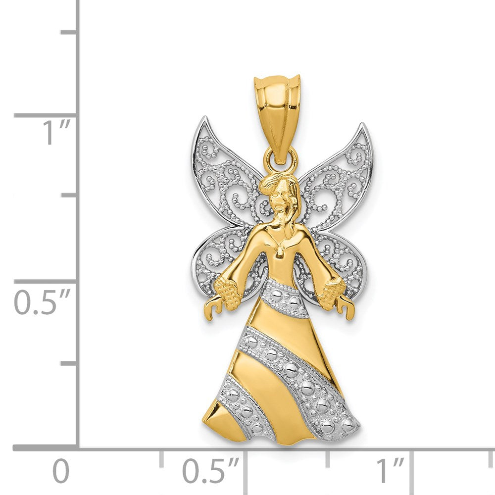 14k Two-tone 16 mm Angel Pendant (1.6 grams)