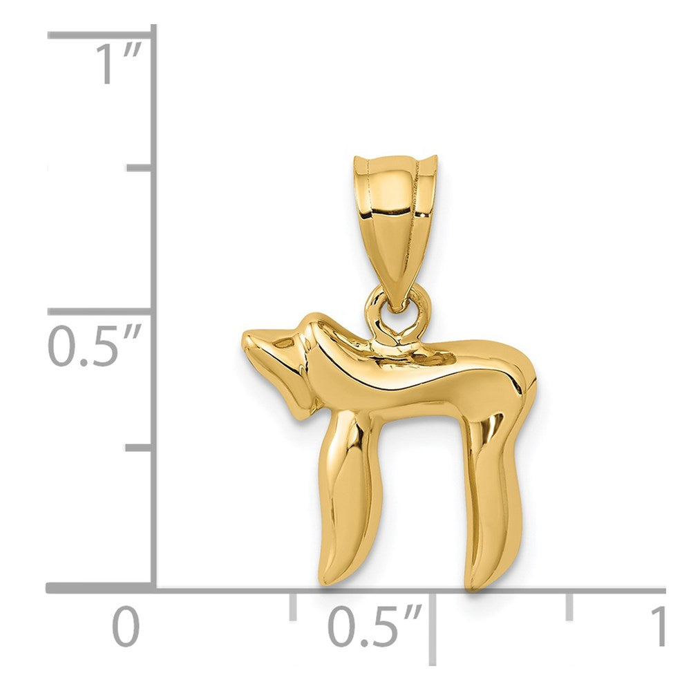 14k Yellow Gold 13 mm Chai Charm (1.13 grams)