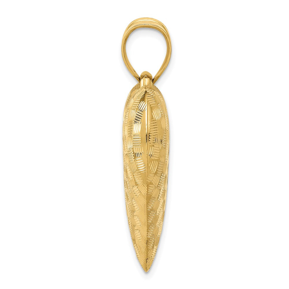 14K Polished Basket Weave Pattern 3-D Heart Pendant (2.6 grams)