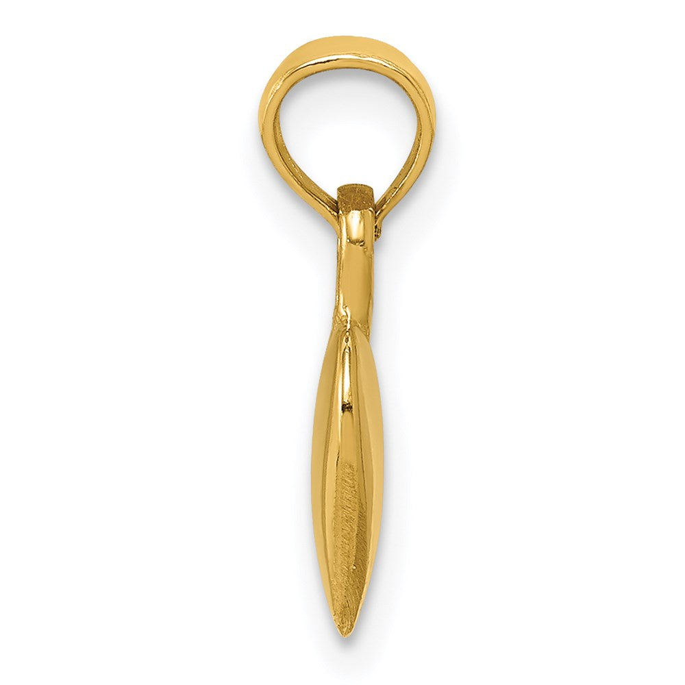 14k Yellow Gold 7.95 mm Polished Solid 3D Heart Pendant (0.99 grams)