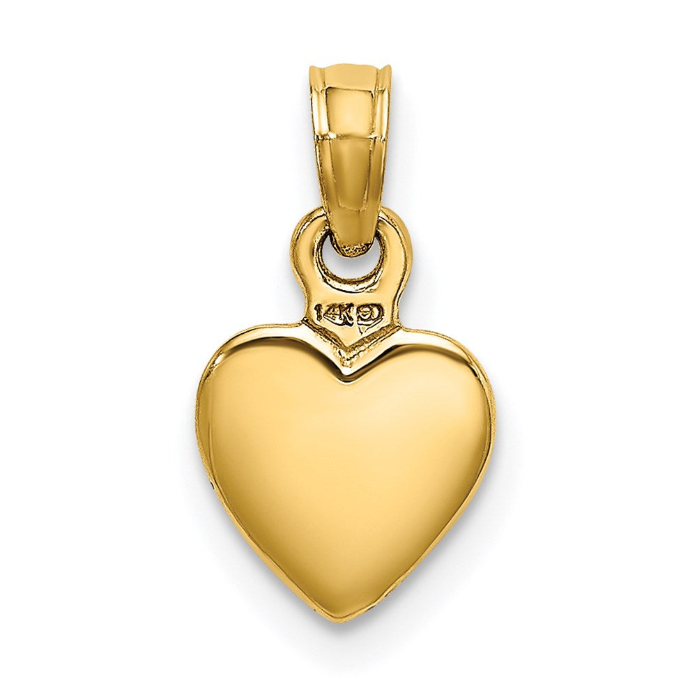 14k Yellow Gold 7.95 mm Polished Solid 3D Heart Pendant (0.99 grams)