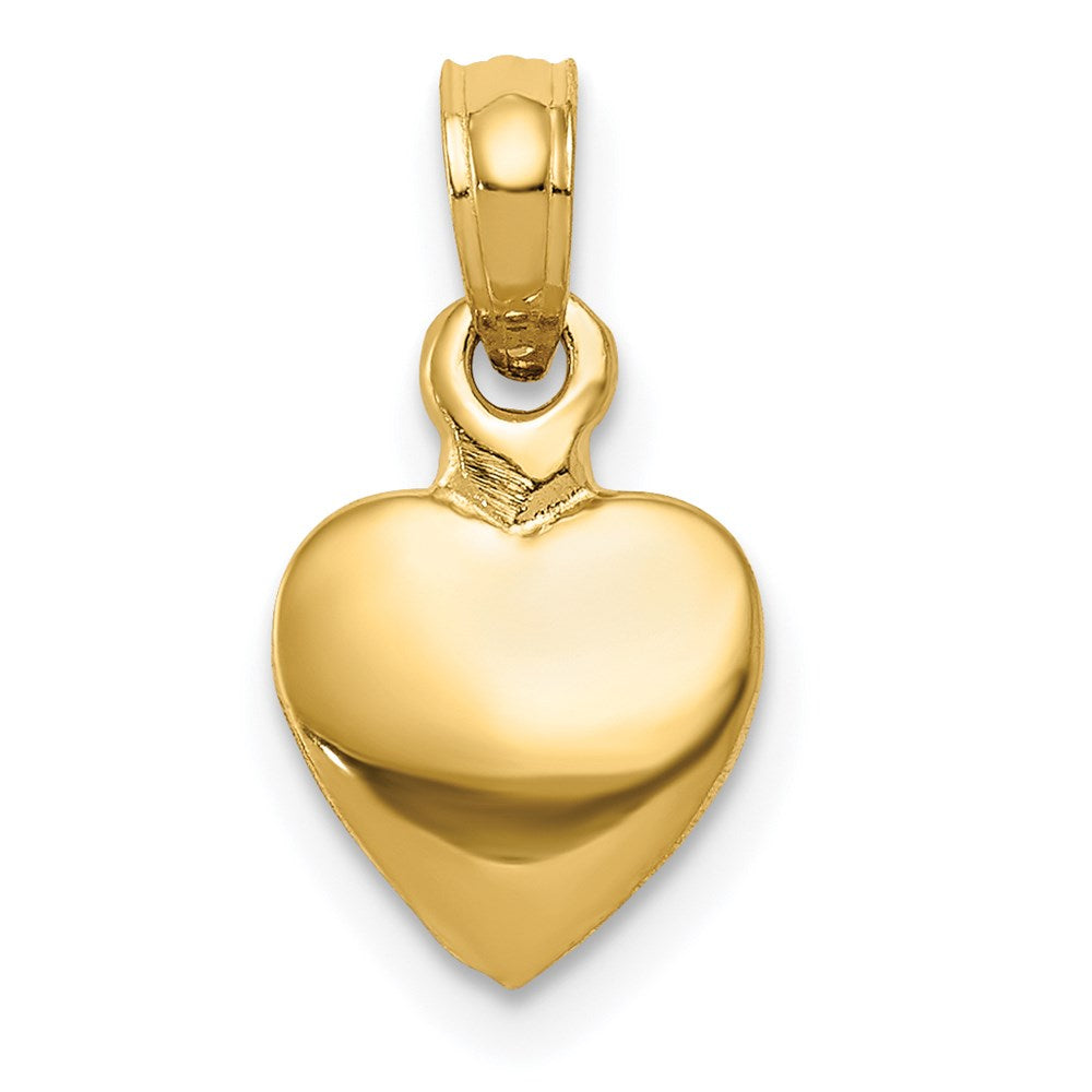 14k Yellow Gold 7.95 mm Polished Solid 3D Heart Pendant (0.99 grams)