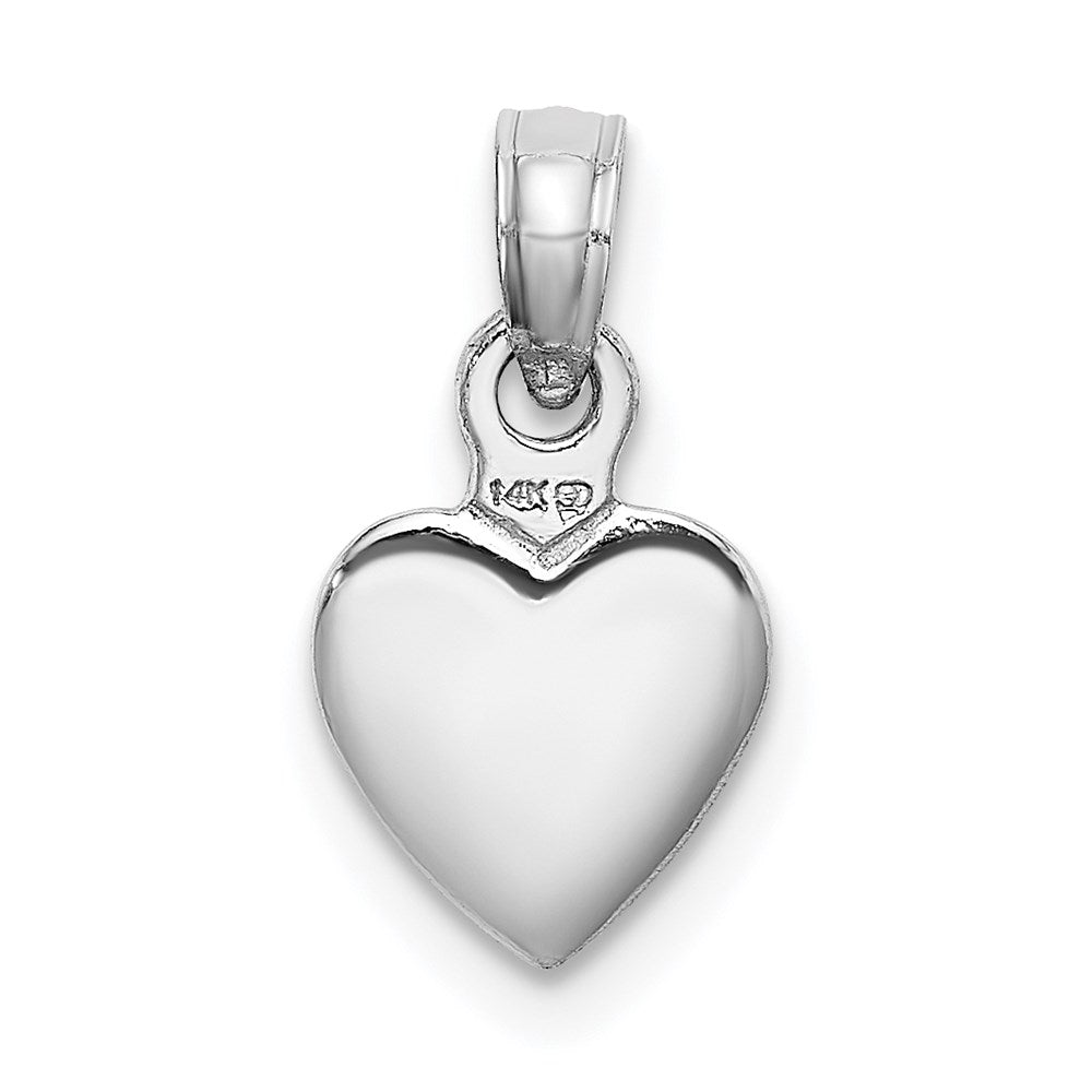 14k White Gold 7.95 mm Polished 3D Heart Pendant (0.98 grams)