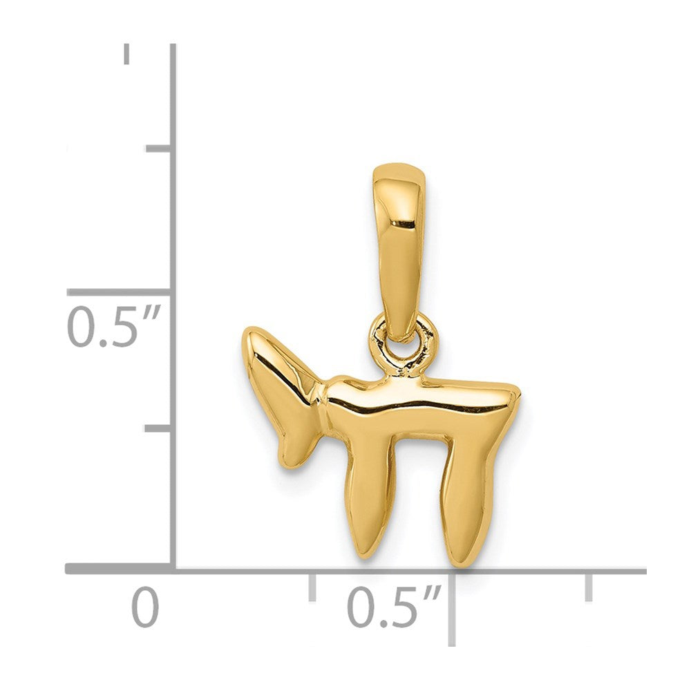 14k Yellow Gold 13 mm Chai Pendant (1.79 grams)