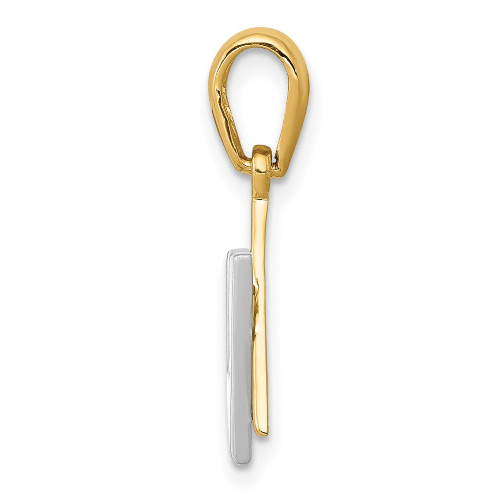 14k Two-tone 14 mm Two-tone Star of David w/Shin Charm (1.43 grams)