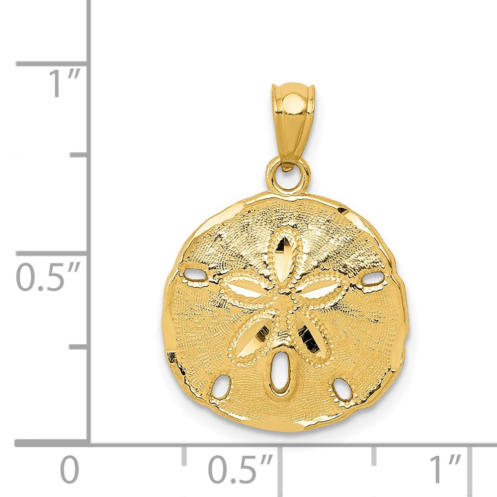 14k Yellow Gold 16.3 mm Gold Polished Large Sand Dollar Pendant (2.23 grams)
