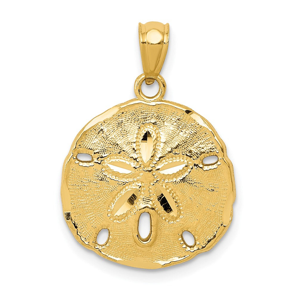 14k Yellow Gold 16.3 mm Gold Polished Large Sand Dollar Pendant (2.23 grams)