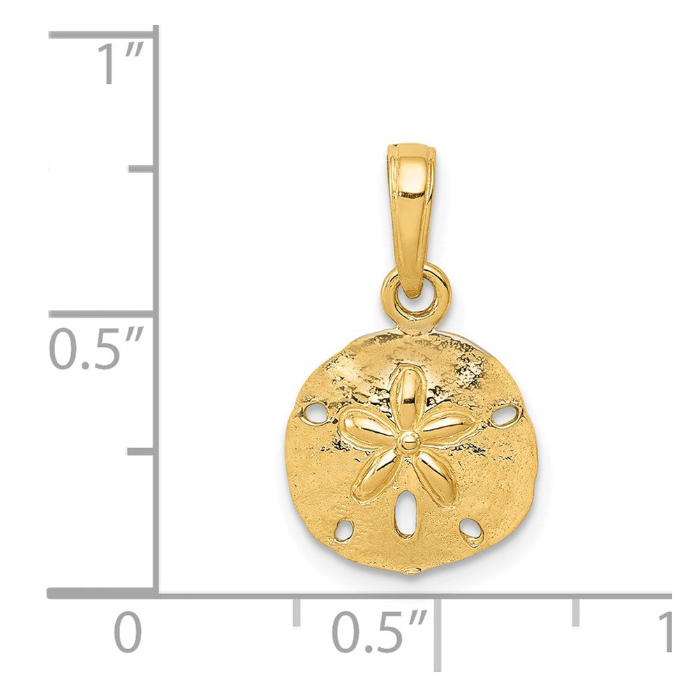 14k Yellow Gold 11.45 mm Gold Polished Sand Dollar Pendant (0.77 grams)