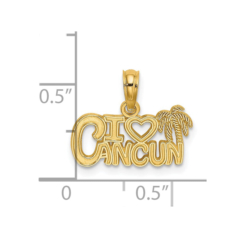 14k Yellow Gold 17.1 mm I HEART CANCUN Cut-out Charm (0.75 grams)