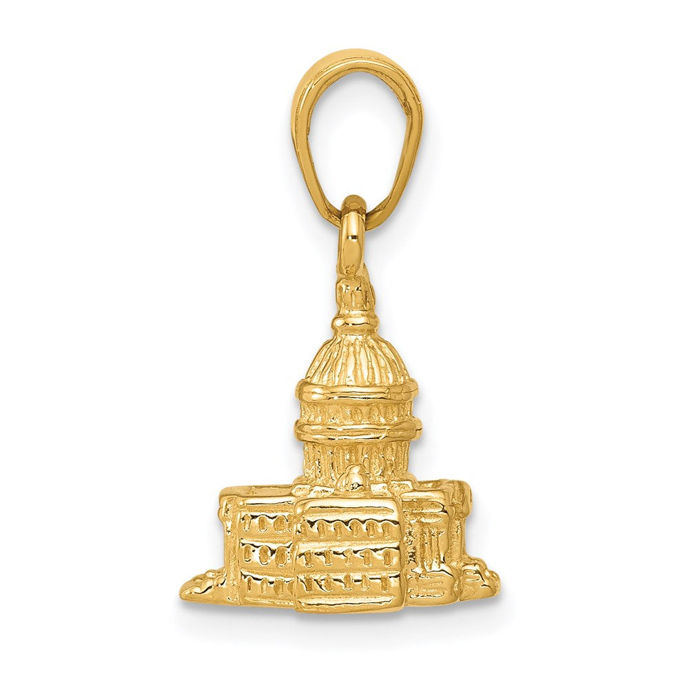 14k Yellow Gold 11 mm 3D Washington D.C. Capital Building Pendant (3.91 grams)