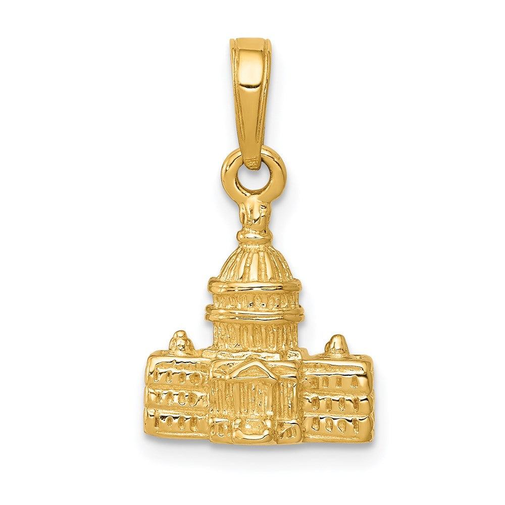 14k Yellow Gold 11 mm 3D Washington D.C. Capital Building Pendant (3.91 grams)