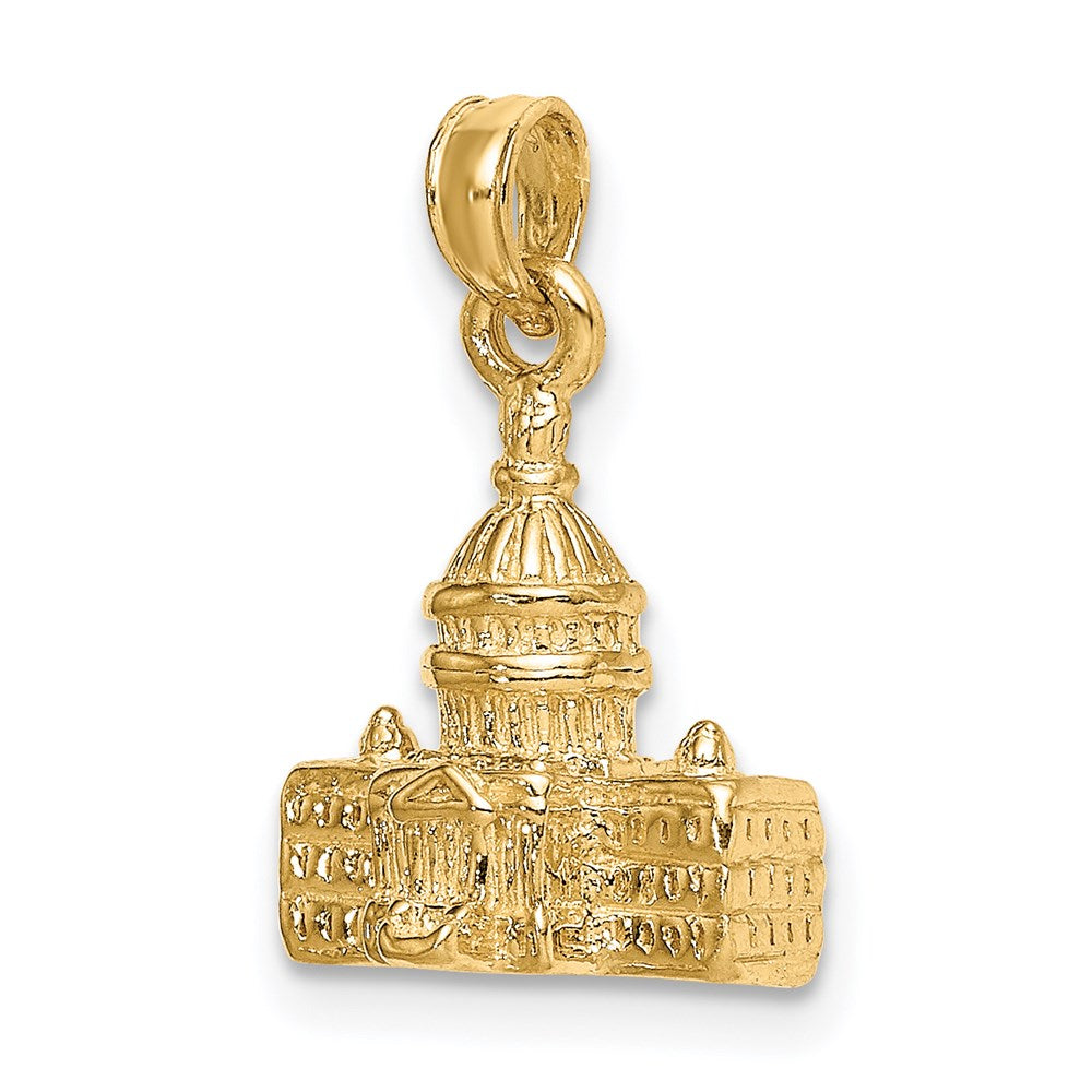 14k Yellow Gold 11 mm 3D Washington D.C. Capital Building Pendant (3.91 grams)