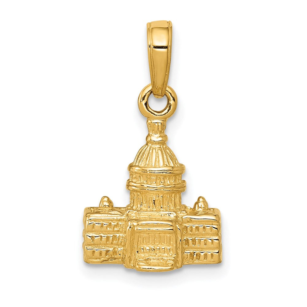 14k Yellow Gold 11 mm 3D Washington D.C. Capital Building Pendant (3.91 grams)