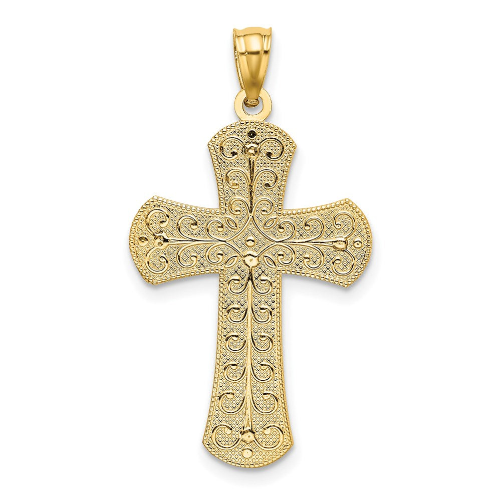 14k Two-tone 19.4 mm Two-tone Polished 2 Level Cross Pendant (1.61 grams)