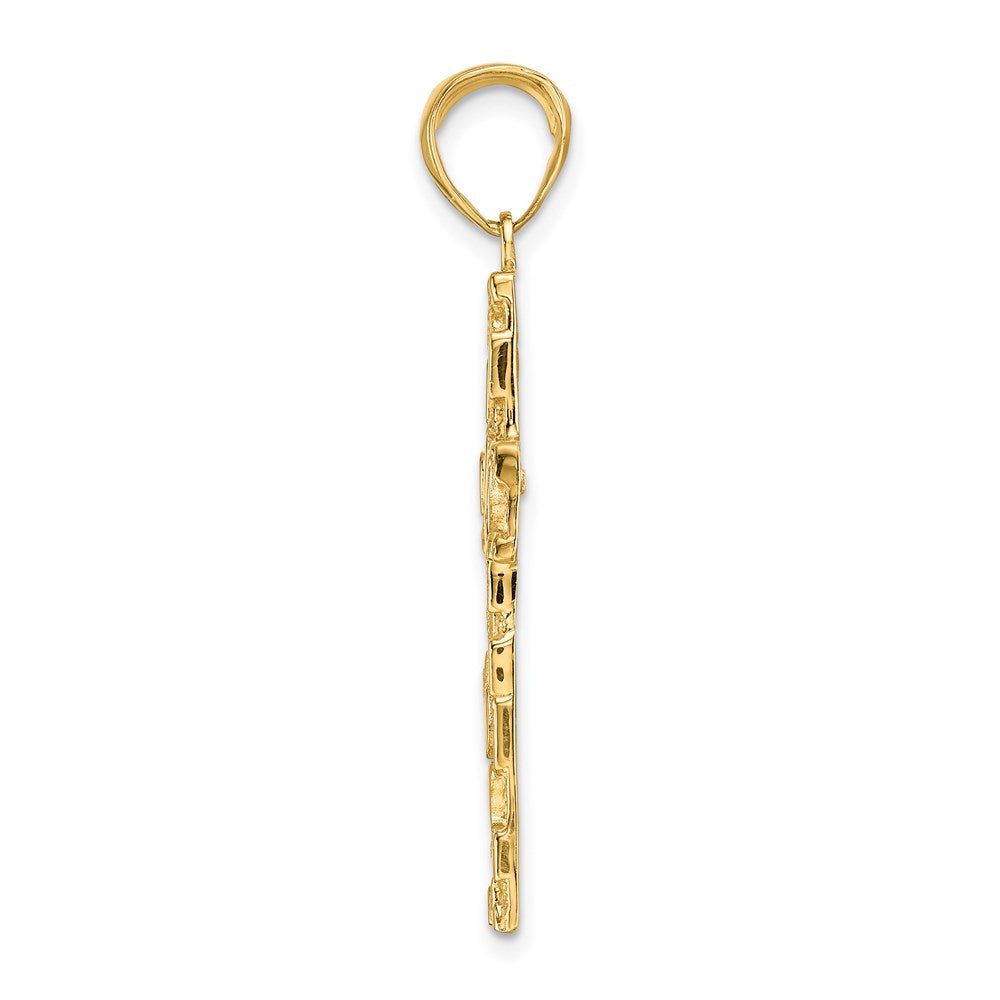 14k Yellow Gold 21.6 mm Polished/Textured Nugget Style Cross Pendant (2.04 grams)