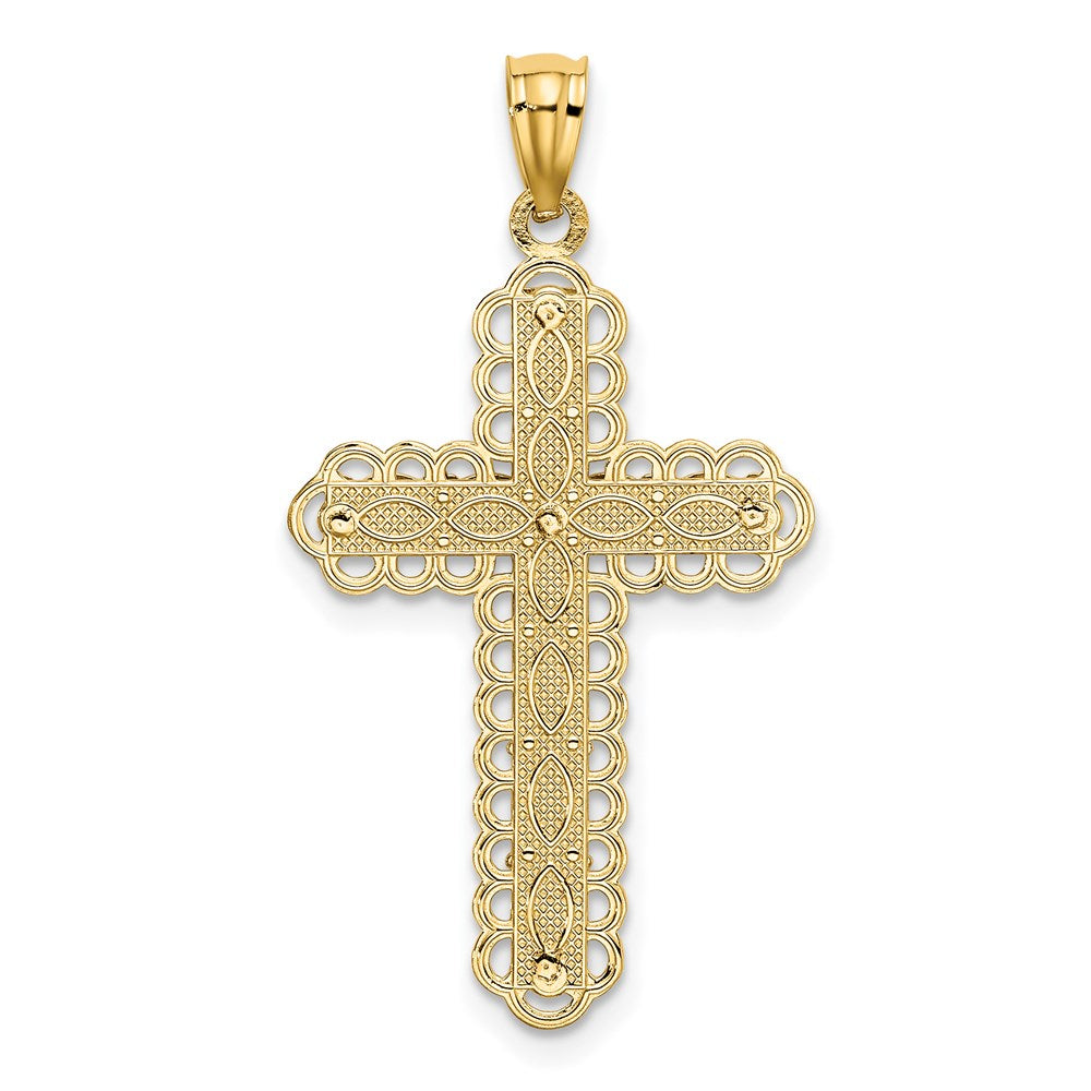 14k Two-tone 18.5 mm Two-tone Gold Polished 2 Level Cross Pendant (1.4 grams)