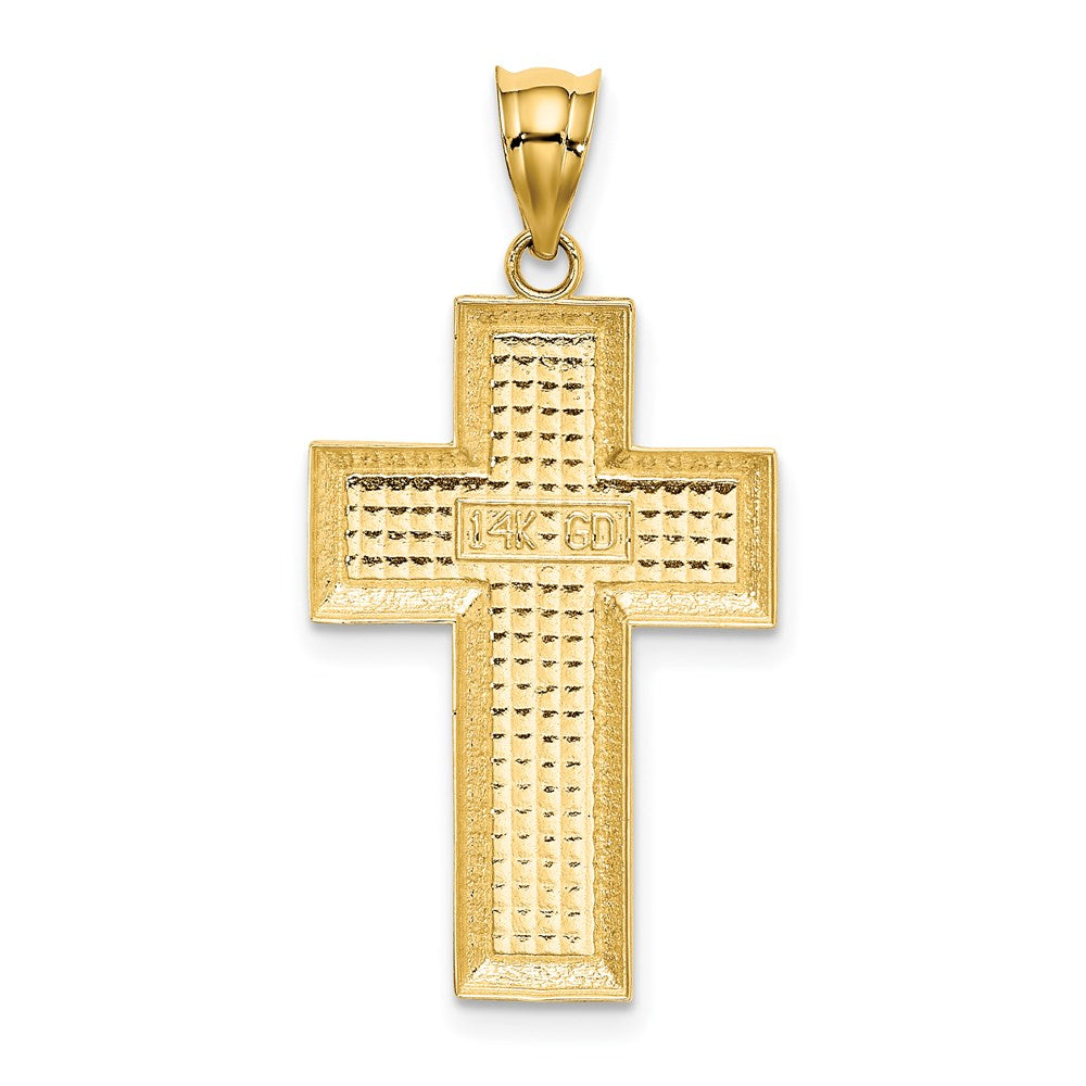 14k Yellow Gold 16.5 mm Polished / Textured Cross Pendant (1.82 grams)