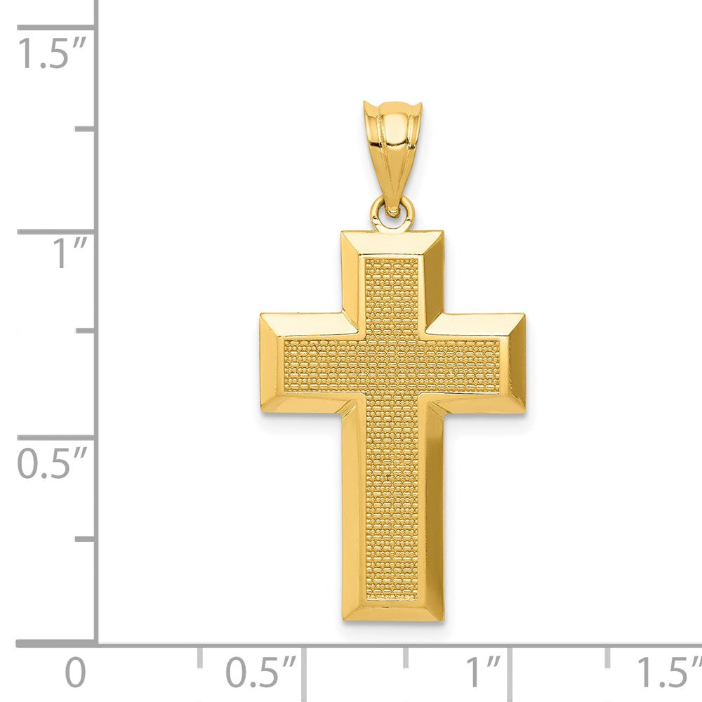 14k Yellow Gold 16.5 mm Polished / Textured Cross Pendant (1.82 grams)