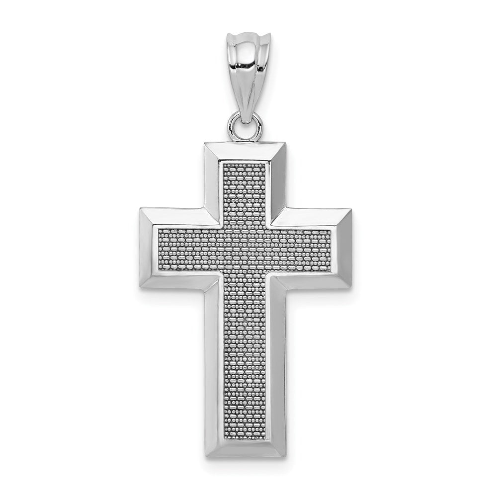 14k White Gold 16.5 mm Polished / Textured Cross Pendant (1.75 grams)