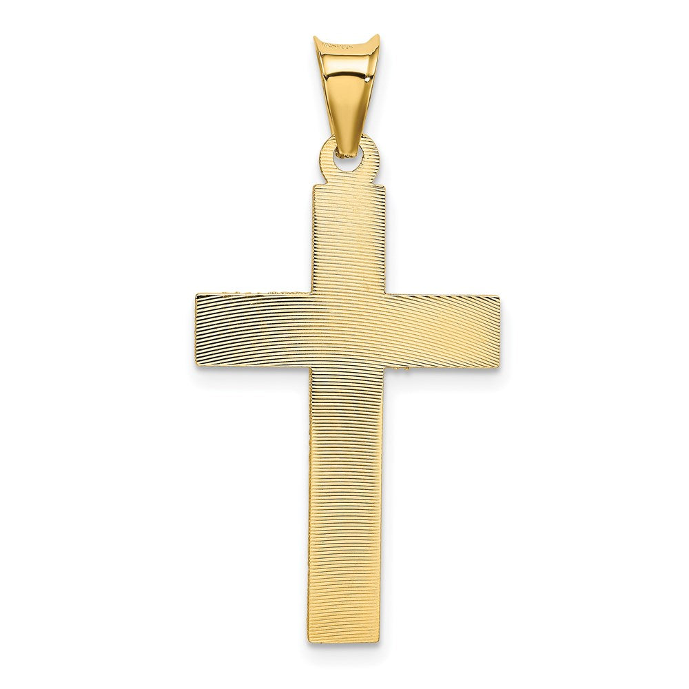 14k Yellow Gold 18 mm Polished Satin and D/C Crucifix Pendant (1.44 grams)