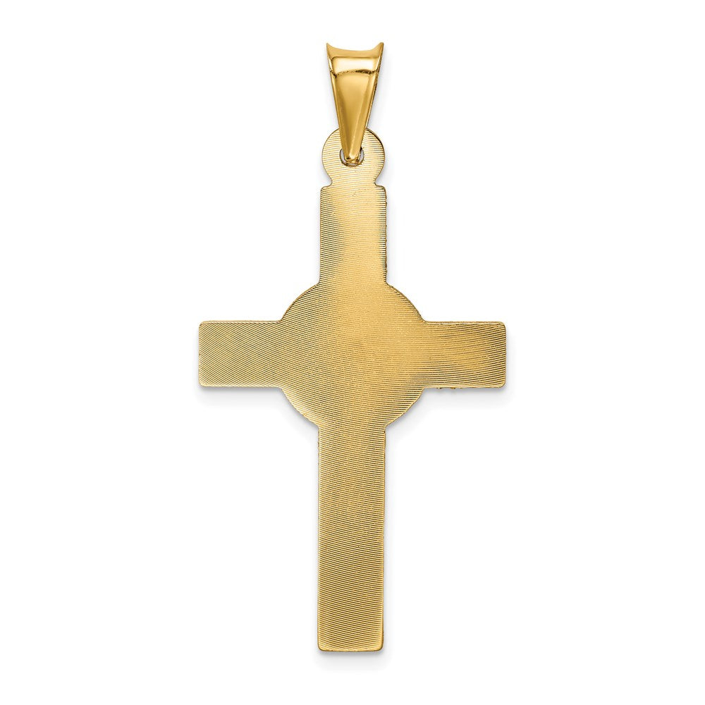 14k Yellow Gold 20.5 mm Polished Satin and D/C Crucifix Pendant (1.91 grams)