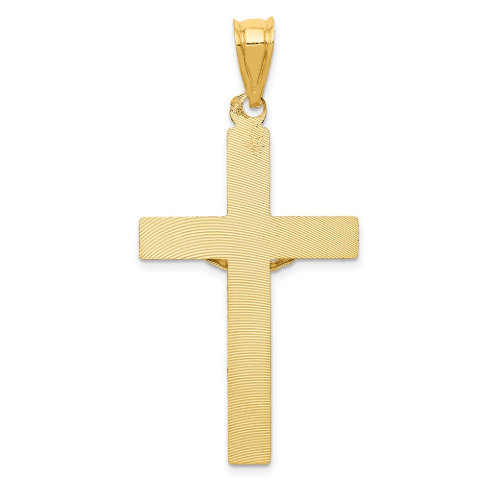 14k Yellow Gold 24 mm Polished Satin and D/C Crucifix Pendant (2.42 grams)