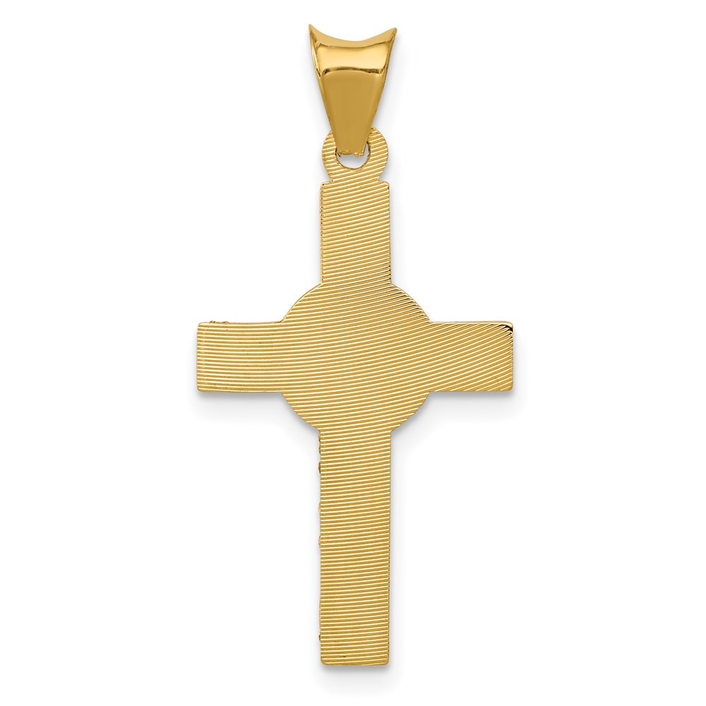 14k Yellow & Rhodium 14 mm Iona Crucifix Cross Pendant (0.86 grams)