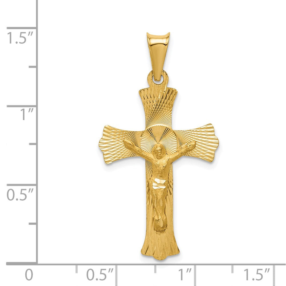 14k Yellow Gold 20 mm Polished Satin and D/C Crucifix Pendant (1.54 grams)