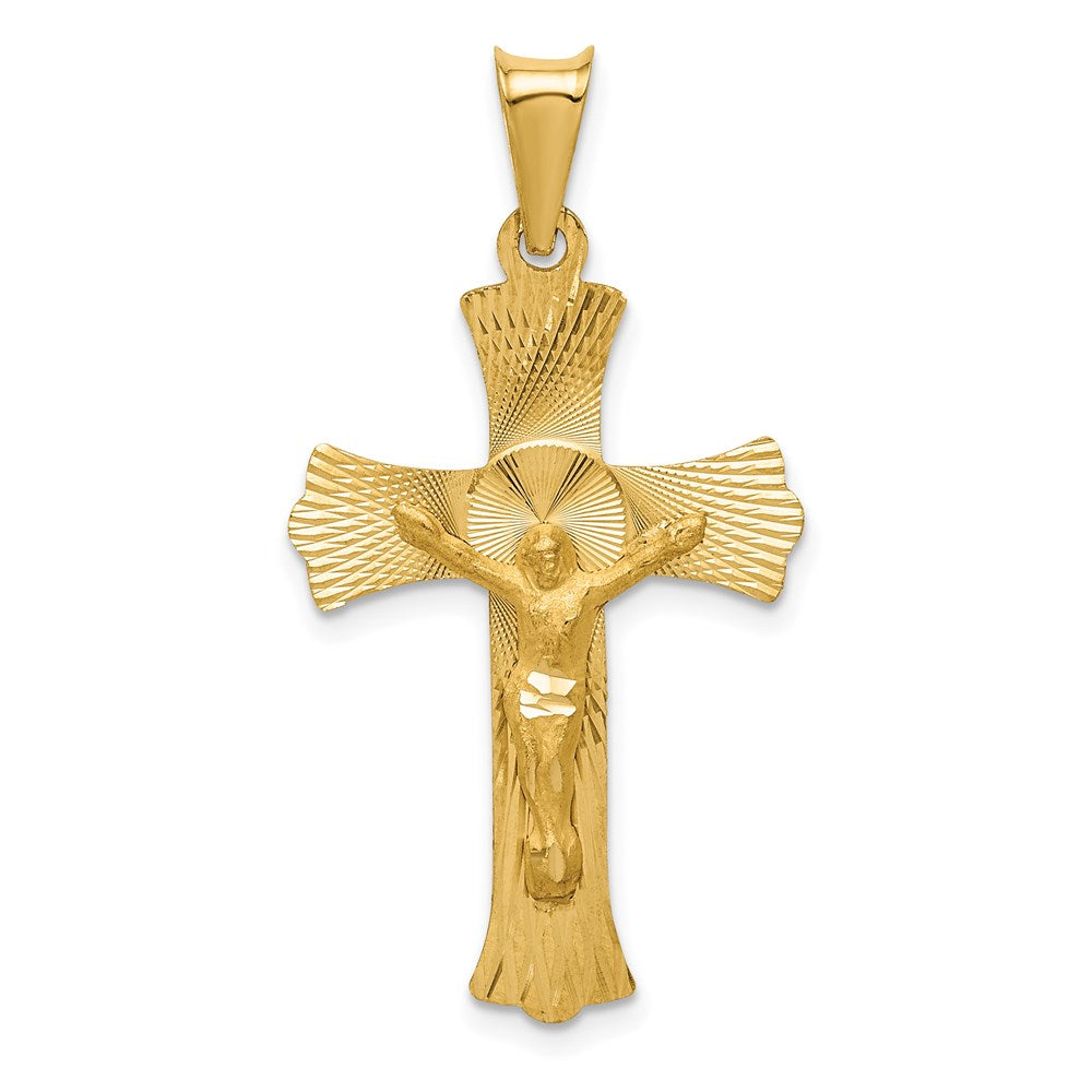 14k Yellow Gold 20 mm Polished Satin and D/C Crucifix Pendant (1.54 grams)