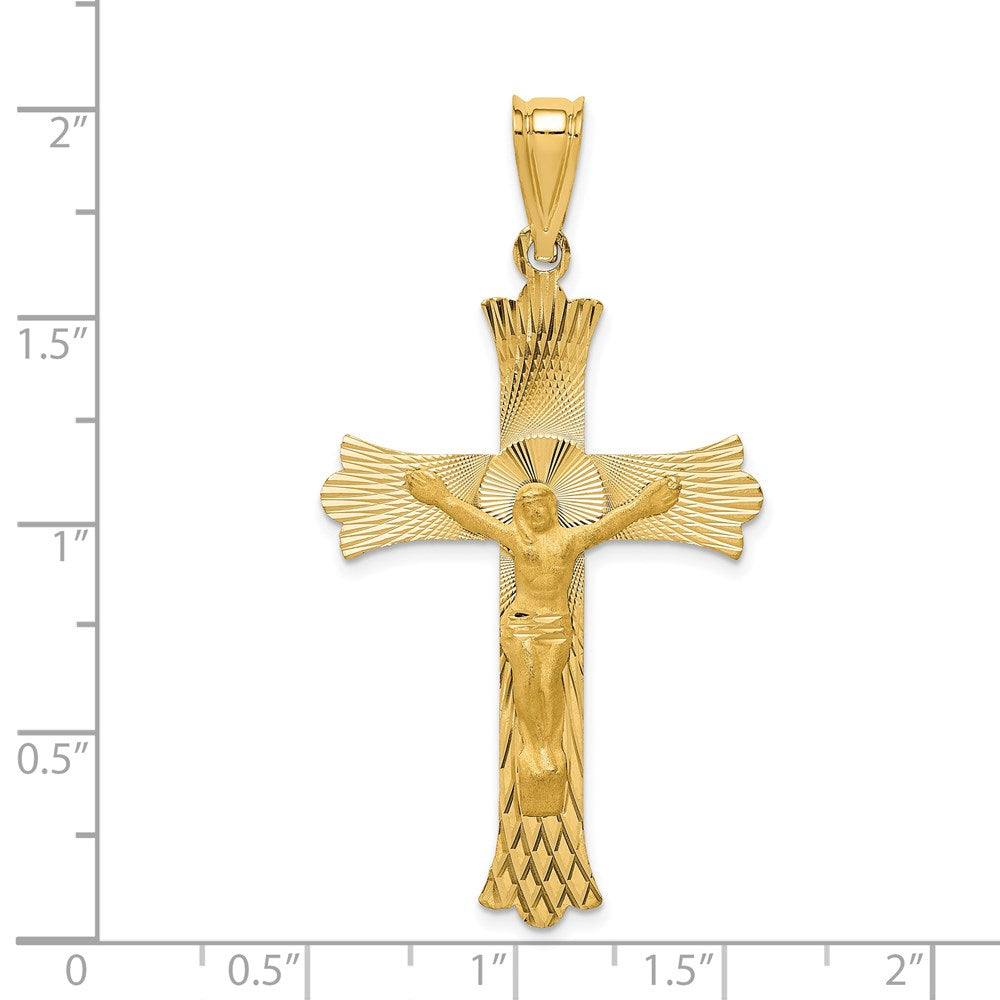14k Yellow Gold 27 mm Polished Satin and D/C Crucifix Pendant (2.72 grams)