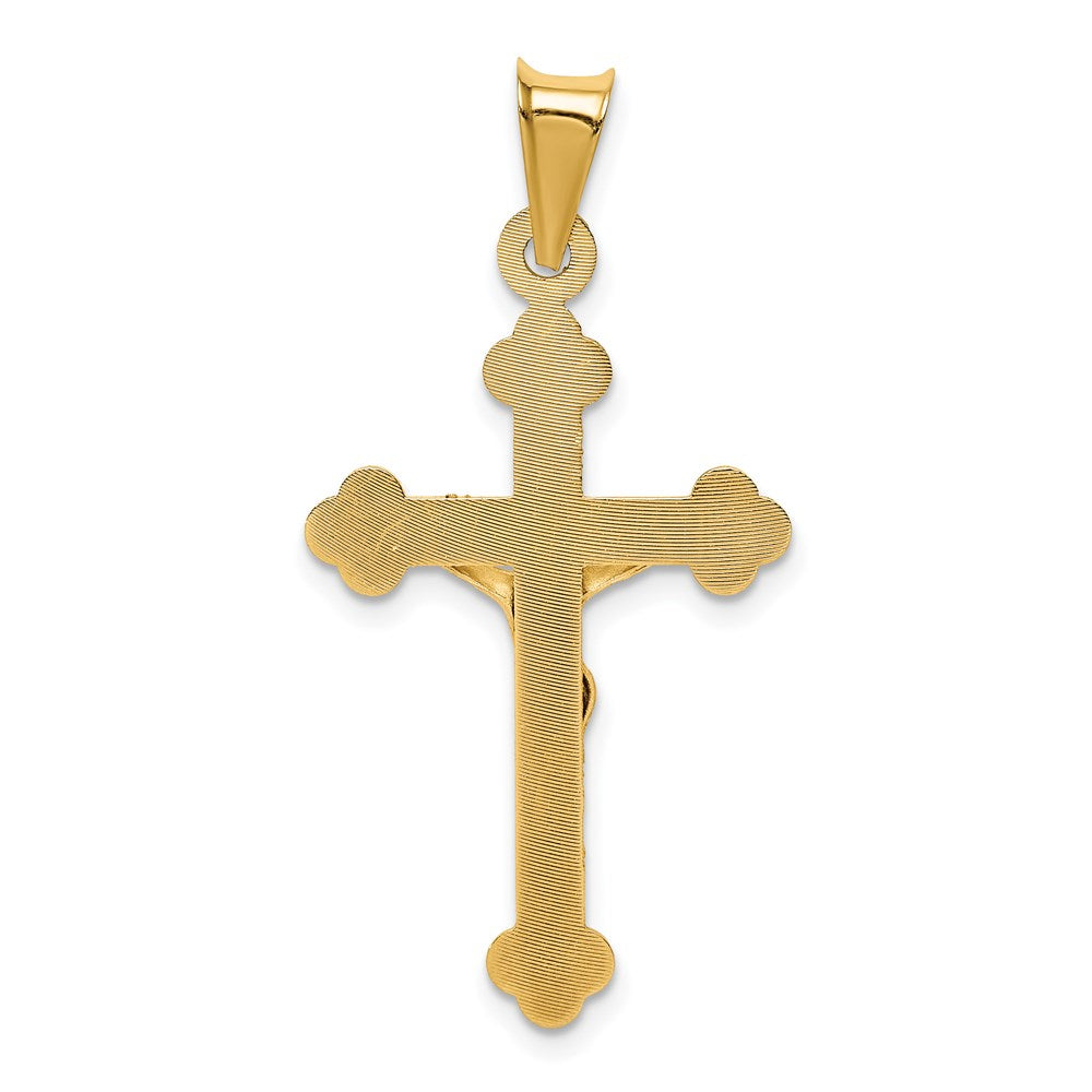 14k Yellow Gold 19 mm Polished Satin and D/C Crucifix Pendant (1.36 grams)