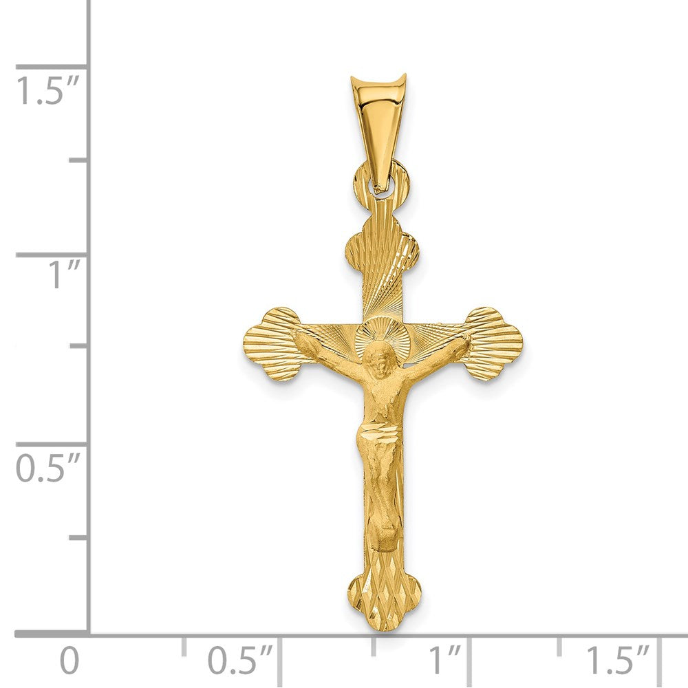 14k Yellow Gold 19 mm Polished Satin and D/C Crucifix Pendant (1.36 grams)