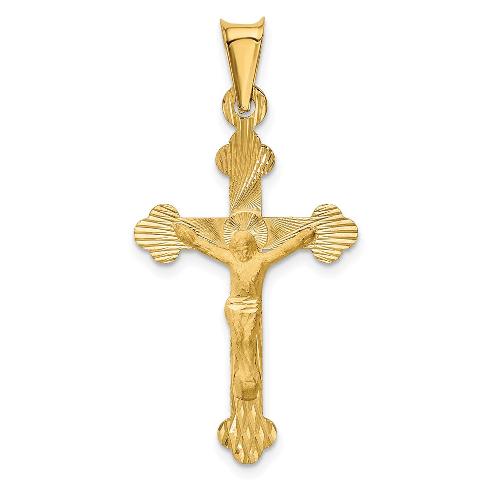 14k Yellow Gold 19 mm Polished Satin and D/C Crucifix Pendant (1.36 grams)