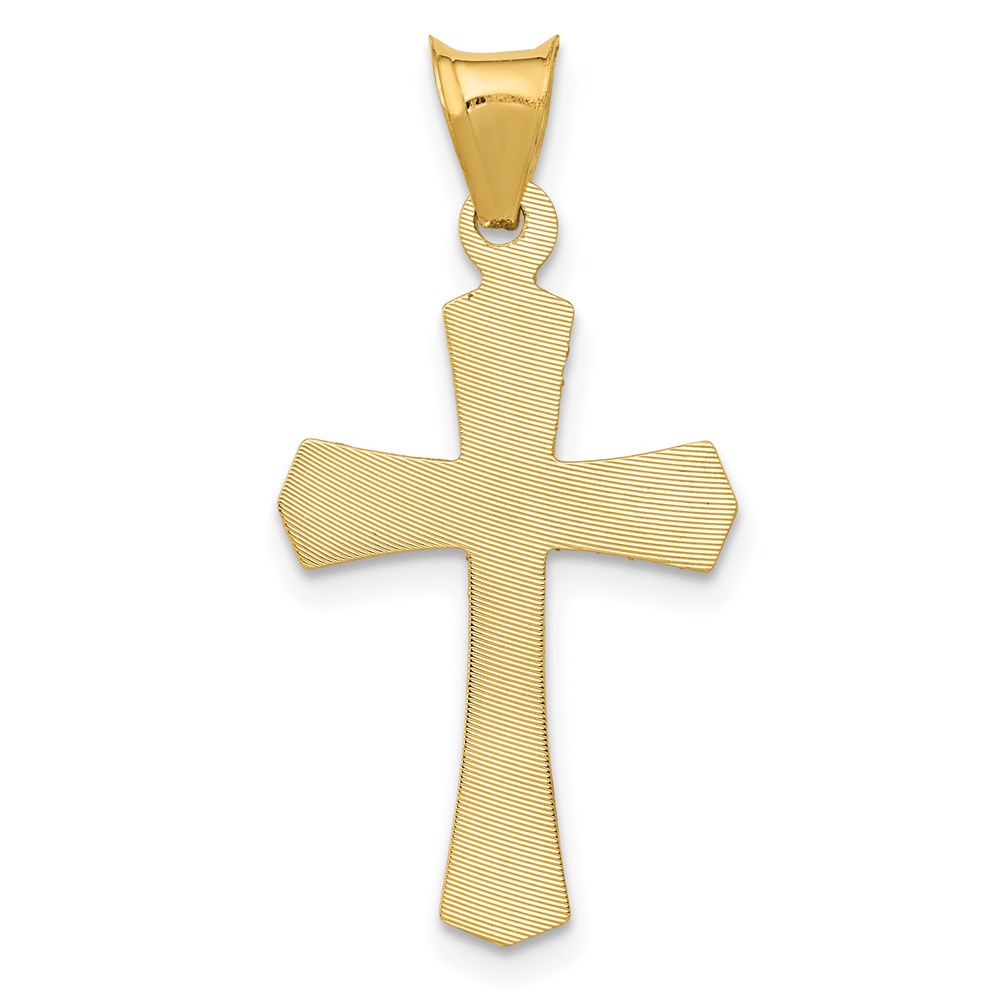 14k Yellow Gold 14 mm Polished Satin and D/C Crucifix Pendant (0.88 grams)