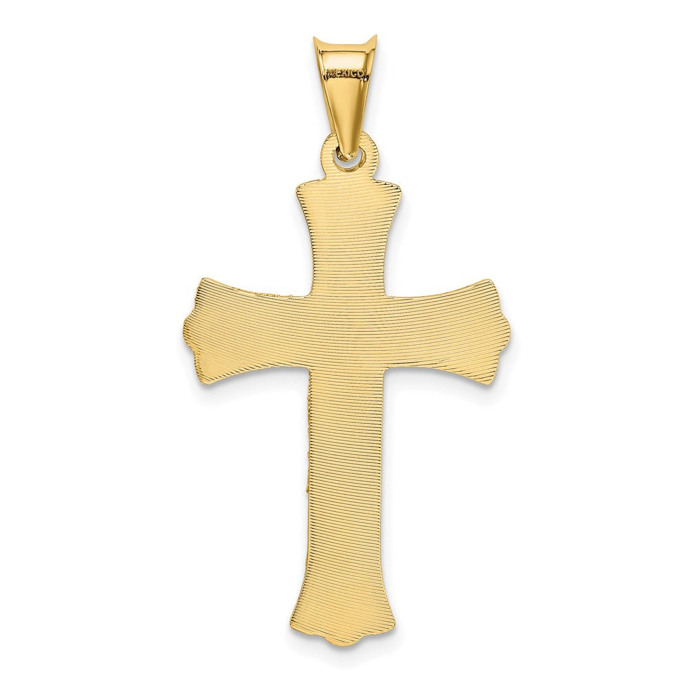 14k Yellow Gold 19.5 mm Polished Satin and D/C Crucifix Pendant (1.58 grams)