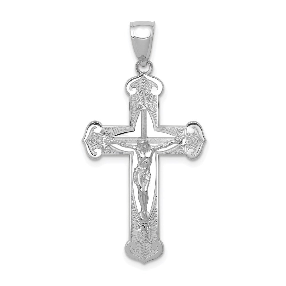14k White Gold 20 mm Polished Crucifix Pendant (2.1 grams)