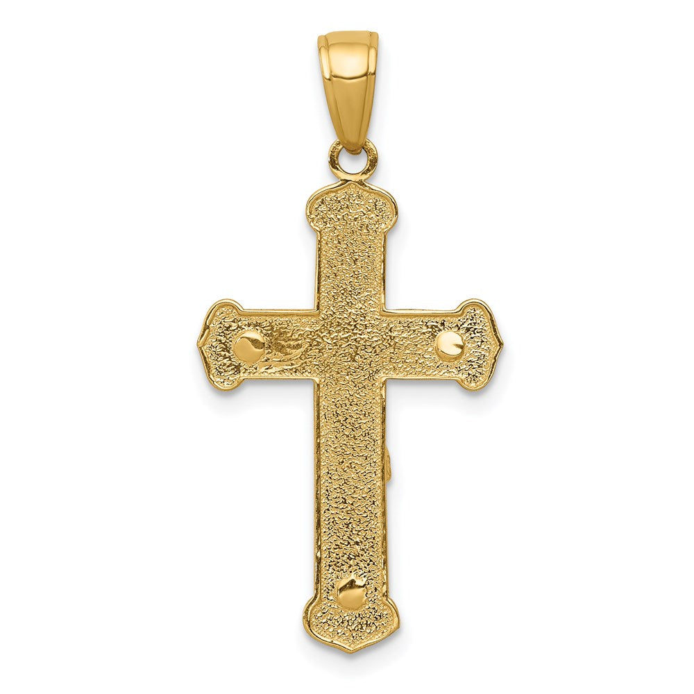 14k Yellow Gold 16 mm Gold Polished Textured Crucifix Pendant (1.42 grams)