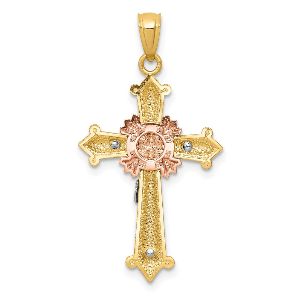 14k Tri-Color 17.5 mm Tri-color Polished Crucifix Pendant (1.57 grams)